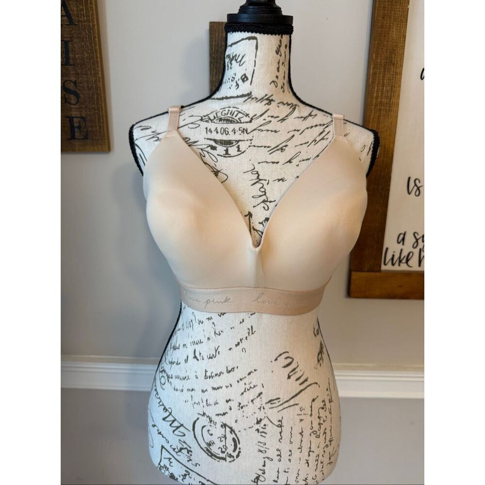 Victoria's Secret PINK Womens Lined Wear Everywhere Wireless Bra Beige Size 36DD